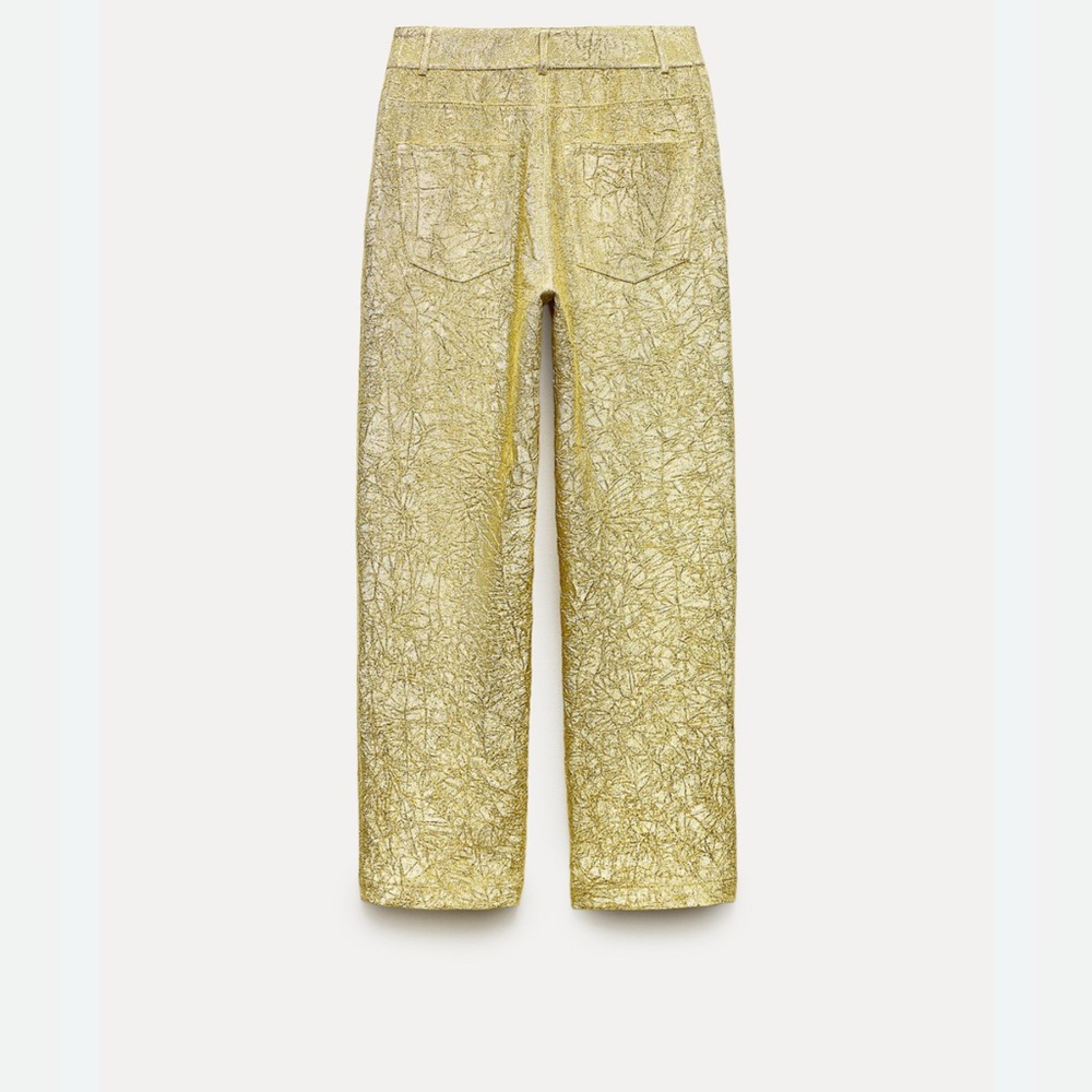 LAST CHANCE Zara Gold Textured Pants - Picture 3 of 12